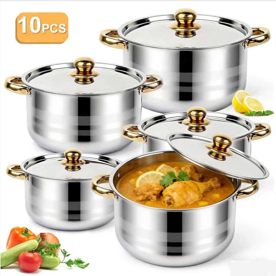 Home Cooking Restaurant - Ensemble de casseroles en acier inoxydable,